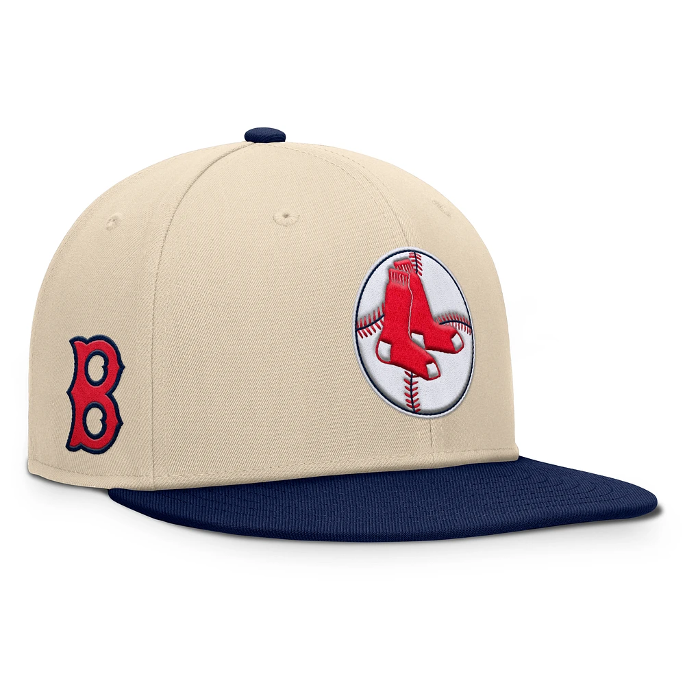 Men's Fanatics Natural/Navy Boston Red Sox Cooperstown Collection Bounder Snapback Hat