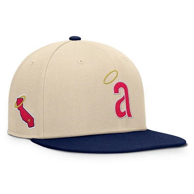 Men's Fanatics Natural/Navy California Angels Cooperstown Collection Bounder Snapback Hat