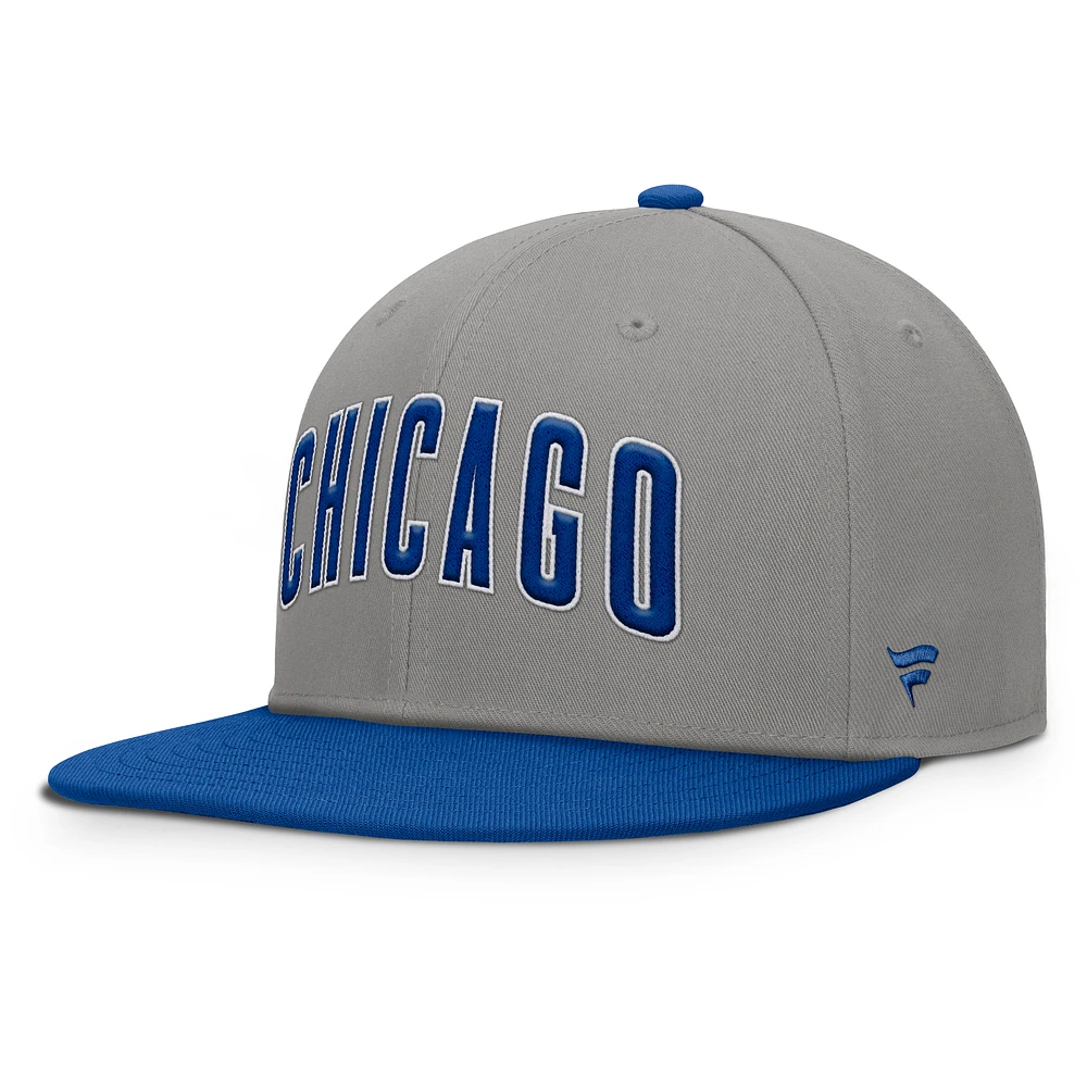 Men's Fanatics Gray/Royal Chicago Cubs Clubhouse Dugout Fitted Hat