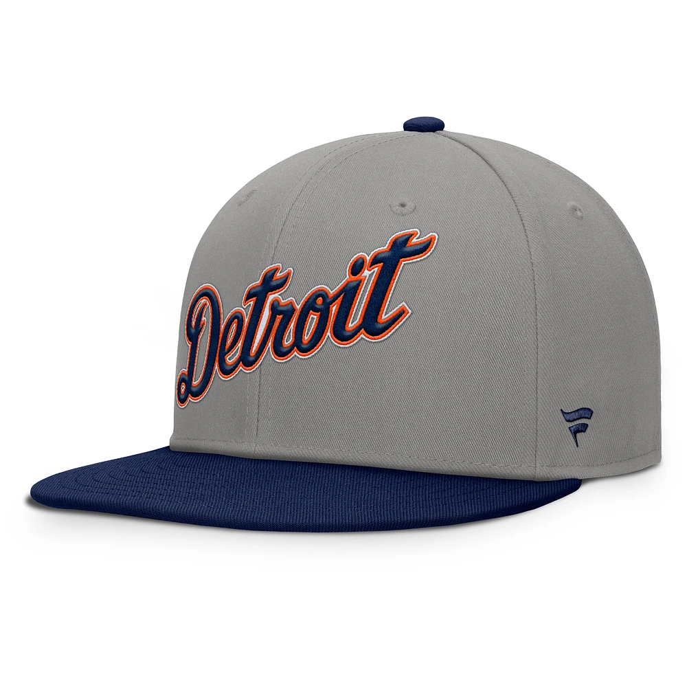 Men's Fanatics Gray/Navy Detroit Tigers Clubhouse Dugout Fitted Hat