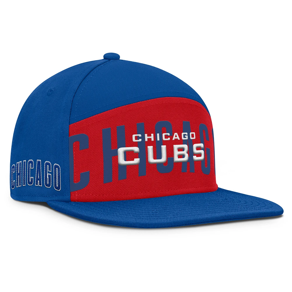 Men's Fanatics Royal/Red Chicago Cubs Clubhouse Splitter Snapback Hat