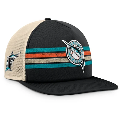 Men's Fanatics Black/Natural Florida Marlins Cooperstown Collection Powers Snapback Hat