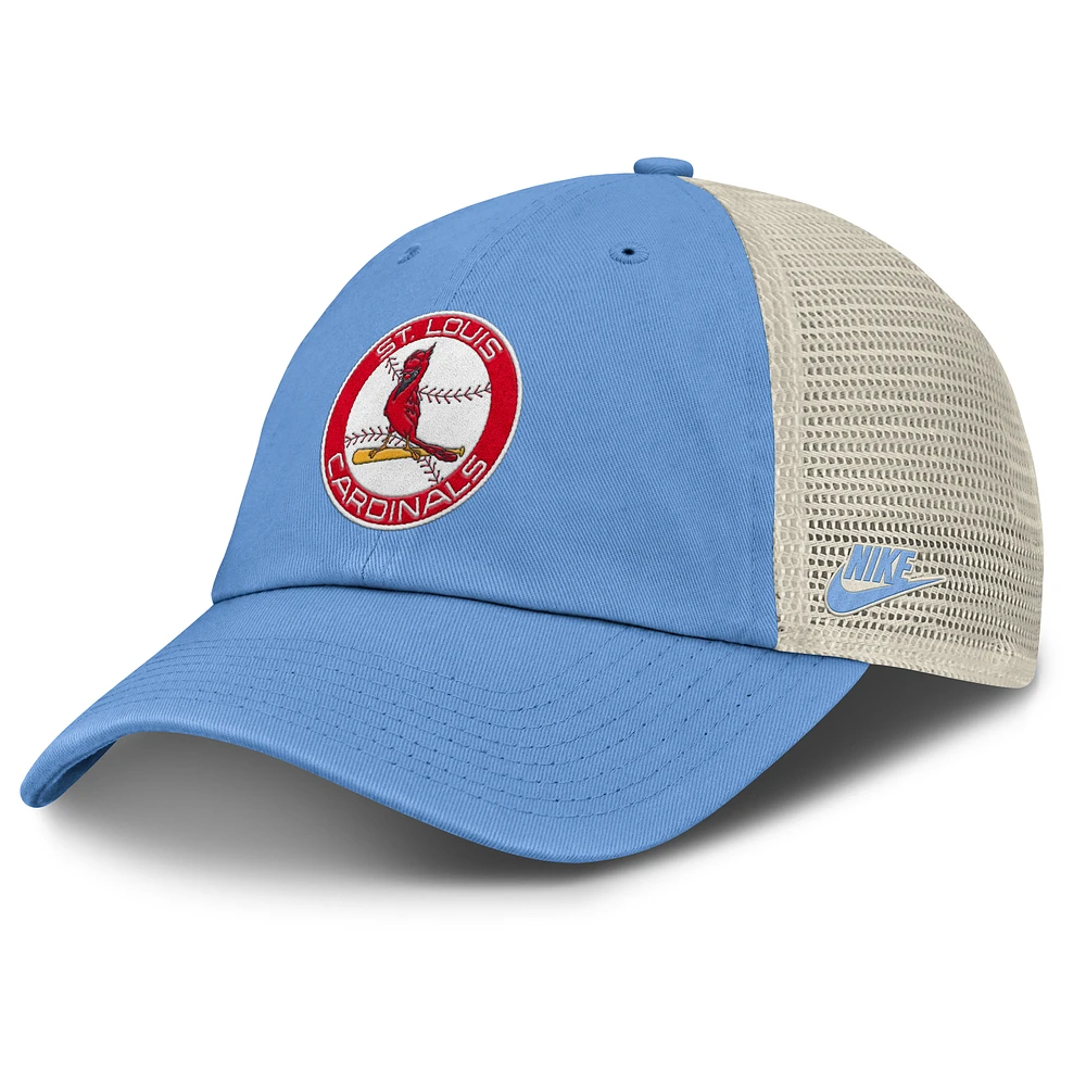 Men's Nike Light Blue/Natural St. Louis Cardinals Cooperstown Collection Club Trucker Adjustable Hat