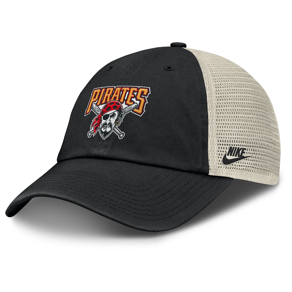 Men's Nike Black/Natural Pittsburgh Pirates Cooperstown Collection Club Trucker Adjustable Hat