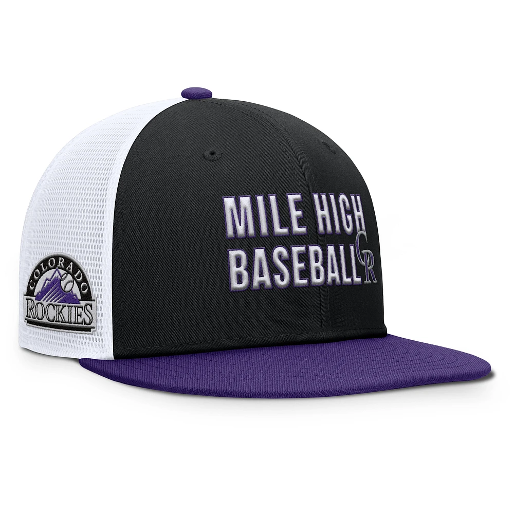 Men's Nike Black Colorado Rockies Pro Trucker Snapback Hat