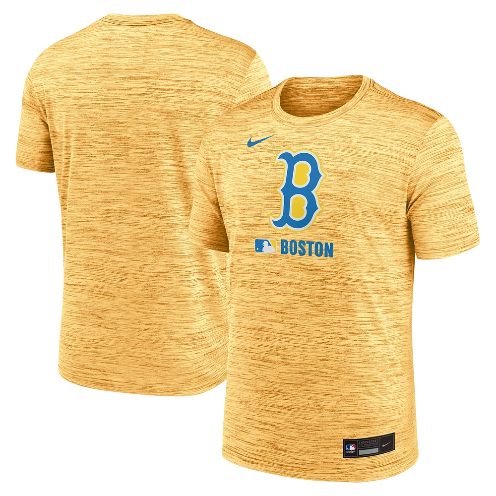 Men's Nike Gold Boston Red Sox 2025 City Connect Authentic Collection Velocity Performance T-Shirt
