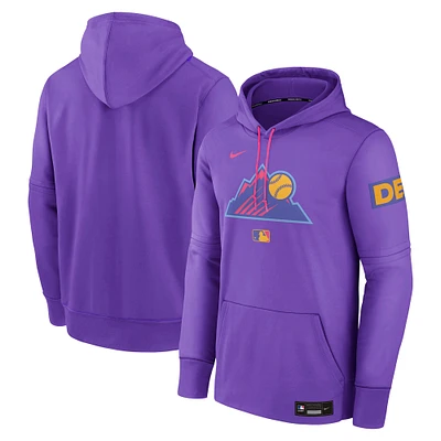 Men's Nike Purple Colorado Rockies 2025 City Connect Authentic Collection Therma Pullover Hoodie