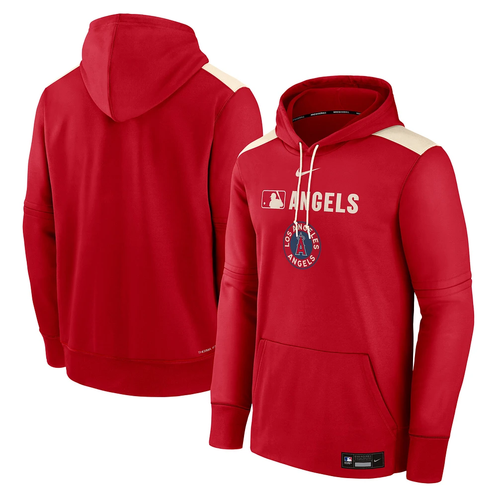 Men's Nike Red Los Angeles Angels Authentic Collection City Connect Therma Pullover Hoodie