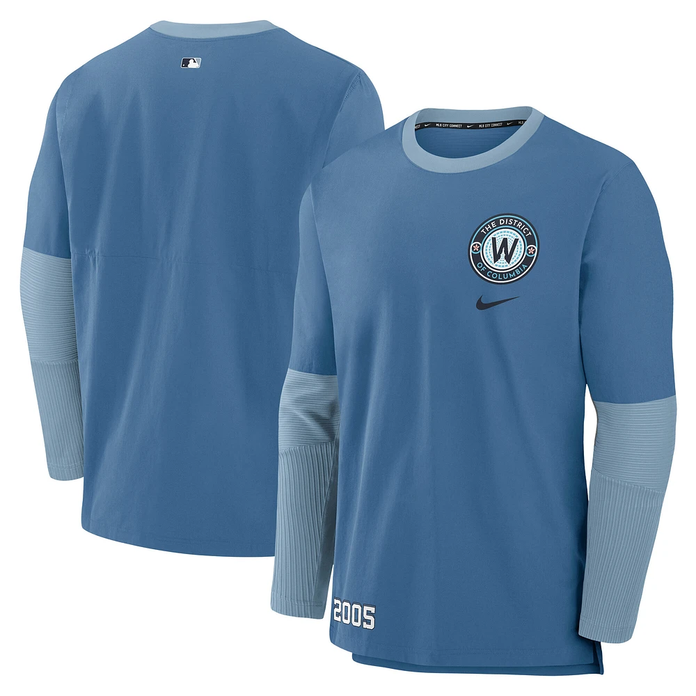 Men's Nike Blue Washington Nationals 2025 City Connect Authentic Collection Player Dri-FIT Lightweight Pullover