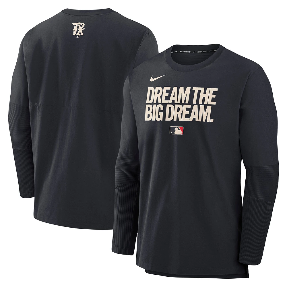 Men's Nike Black Texas Rangers 2025 City Connect Authentic Collection Player Dri-FIT Lightweight Pullover