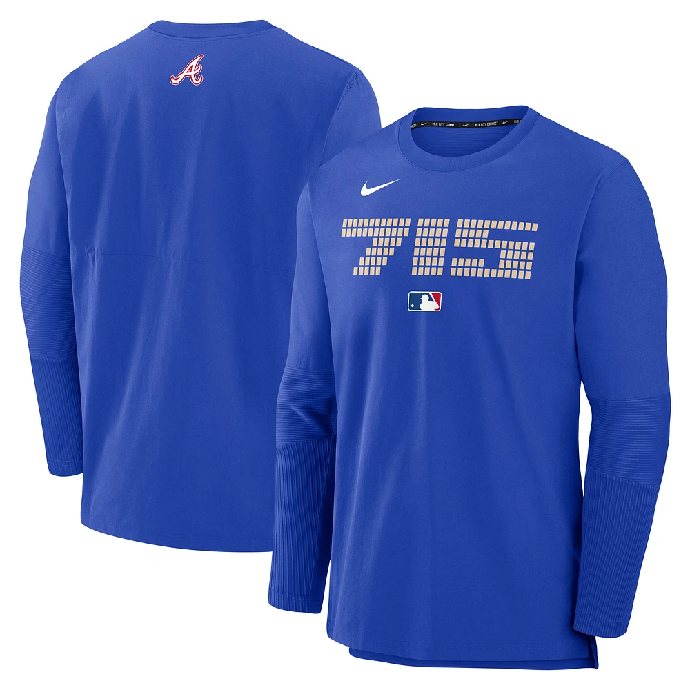 Men's Nike Royal Atlanta Braves 2025 City Connect Authentic Collection Player Dri-FIT Lightweight Pullover