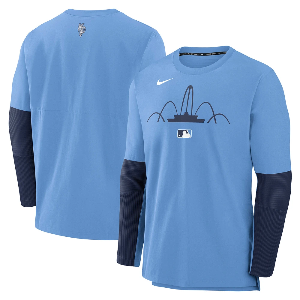 Men's Nike Light Blue Kansas City Royals 2025 Connect Authentic Collection Player Dri-FIT Lightweight Pullover