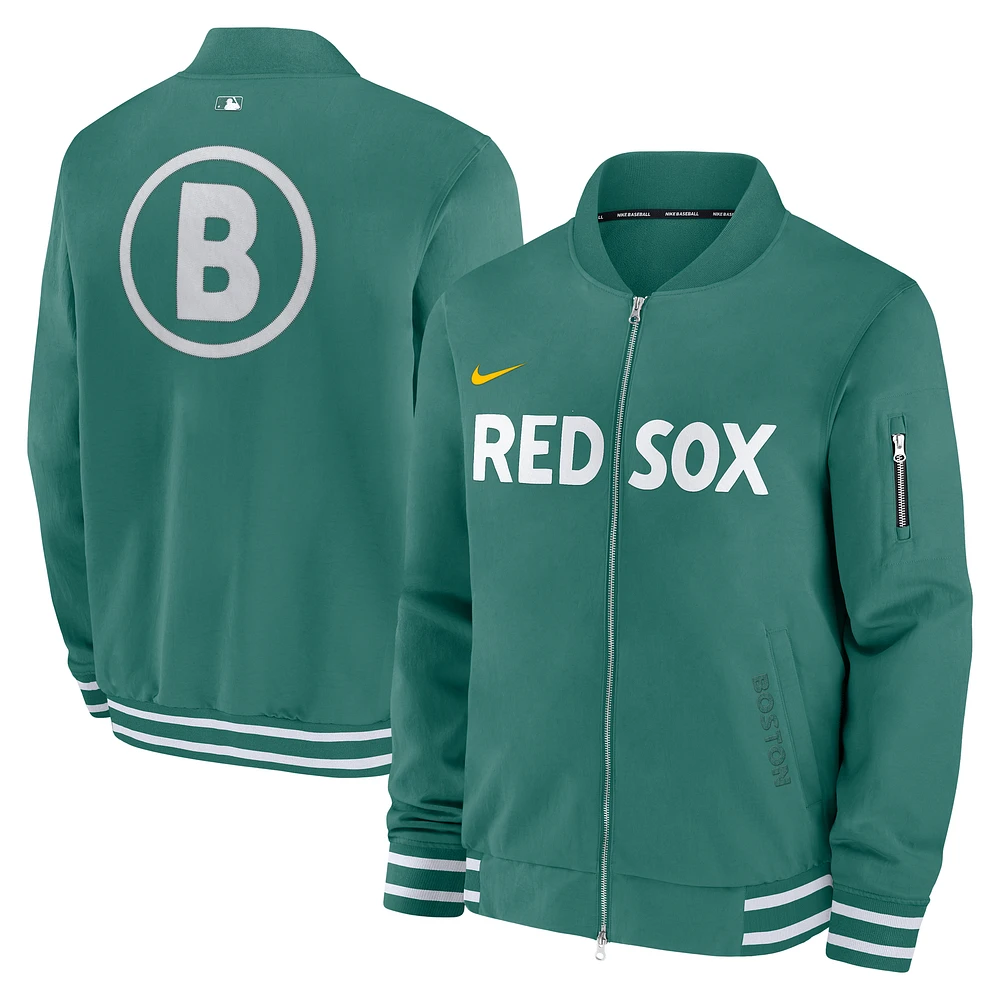 Men's Nike Green Boston Red Sox 2025 City Connect Authentic Collection Full-Zip Bomber Jacket