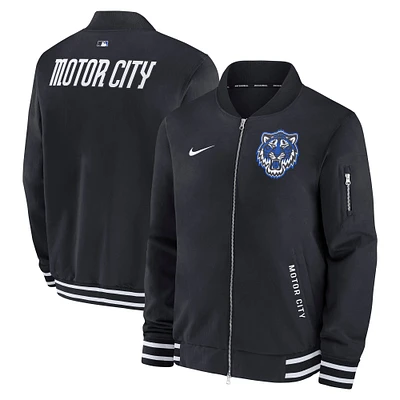 Men's Nike Black Detroit Tigers Authentic Collection City Connect Full-Zip Bomber Jacket