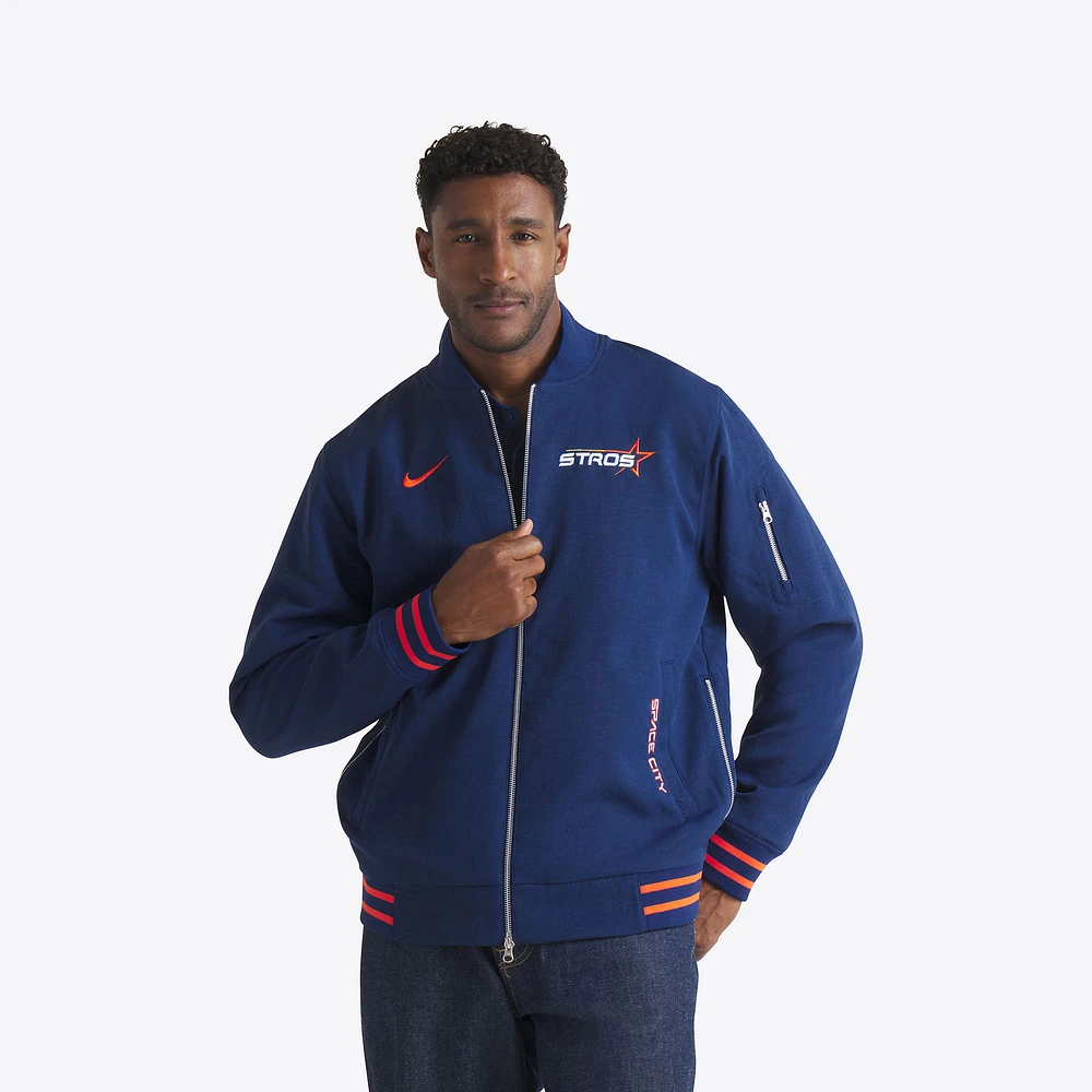 Men's Nike Navy Houston Astros 2025 City Connect Authentic Collection Full-Zip Bomber Jacket