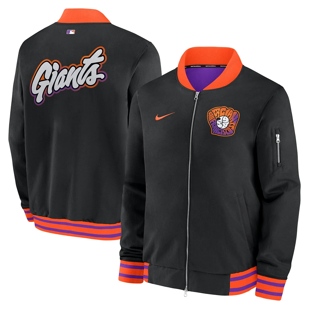 Men's Nike Black San Francisco Giants 2025 City Connect Authentic Collection Full-Zip Bomber Jacket