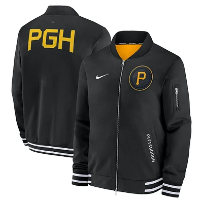 Men's Nike Black Pittsburgh Pirates Authentic Collection City Connect Full-Zip Bomber Jacket