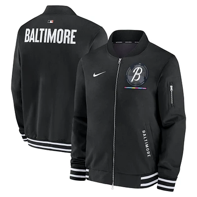Men's Nike Black Baltimore Orioles Authentic Collection City Connect Full-Zip Bomber Jacket