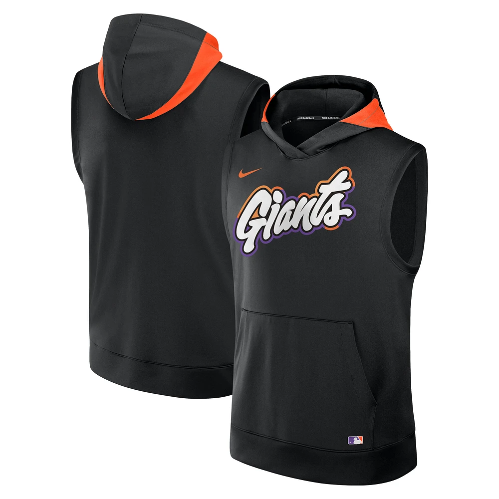 Men's Nike Black San Francisco Giants 2025 City Connect Performance Sleeveless Pullover Hoodie