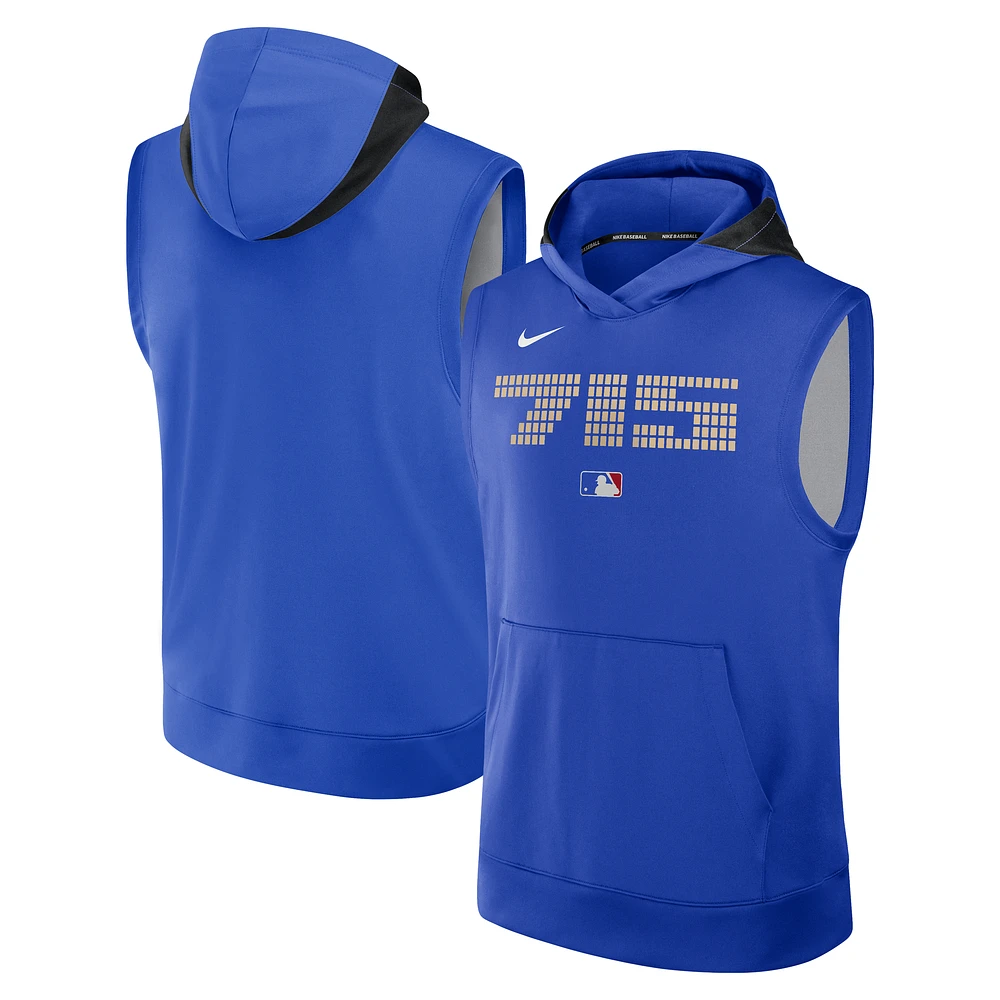 Men's Nike Royal Atlanta Braves Authentic Collection City Connect Performance Sleeveless Pullover Hoodie