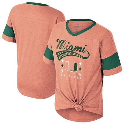 Girls Youth Colosseum Orange Miami Hurricanes Frontier Tie Front T-Shirt