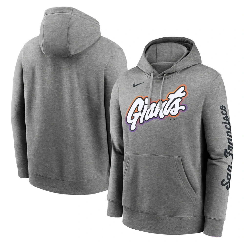 Men's Nike Heather Charcoal San Francisco Giants 2025 City Connect French Terry Club Pullover Hoodie