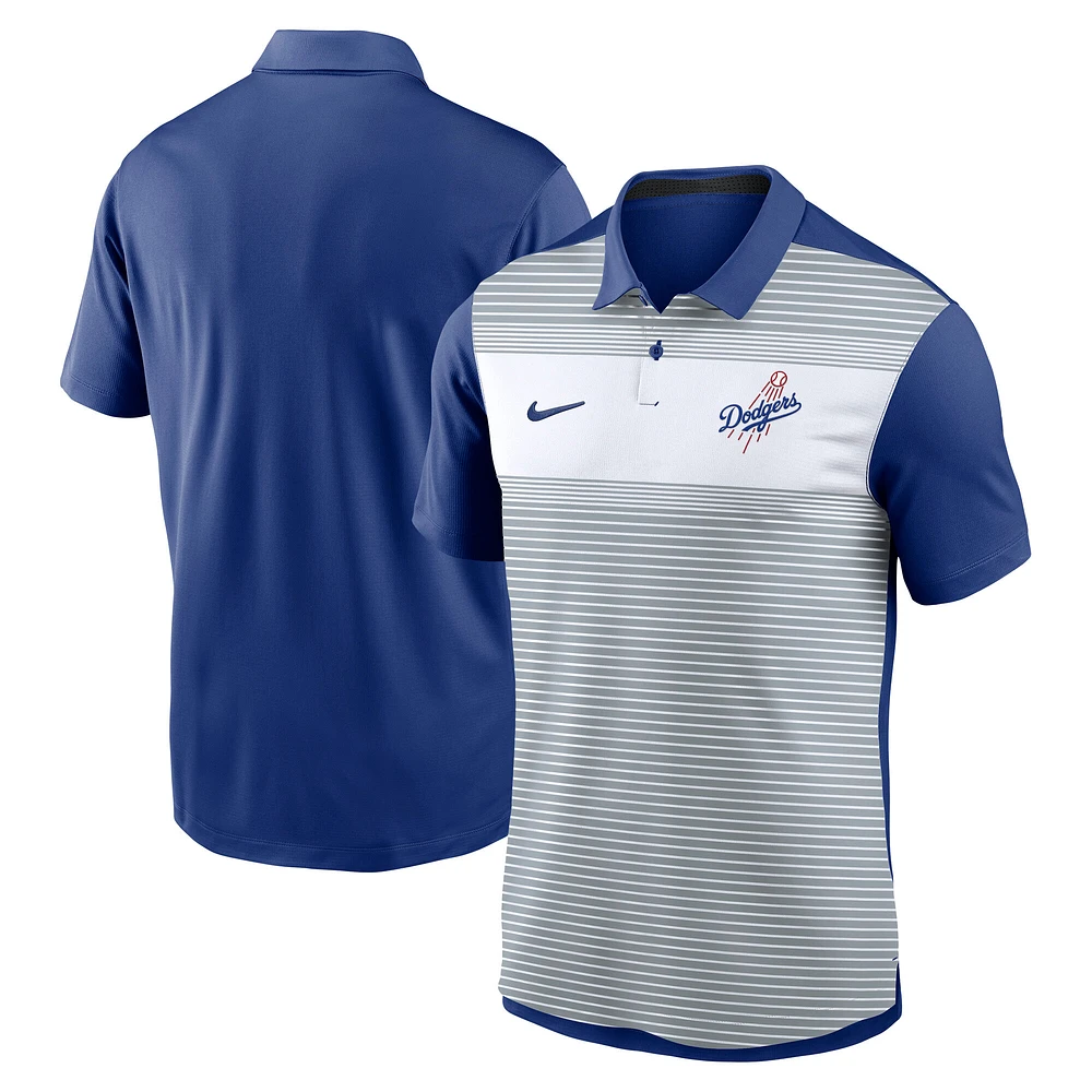 Men's Nike White/Royal Los Angeles Dodgers Vapor Striped Performance Polo