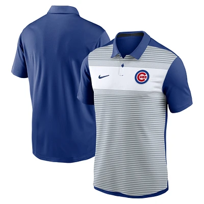 Men's Nike White/Royal Chicago Cubs Vapor Striped Performance Polo