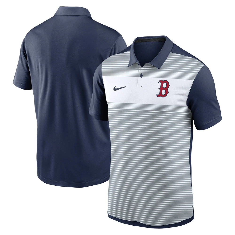 Men's Nike White/Navy Boston Red Sox Vapor Striped Performance Polo
