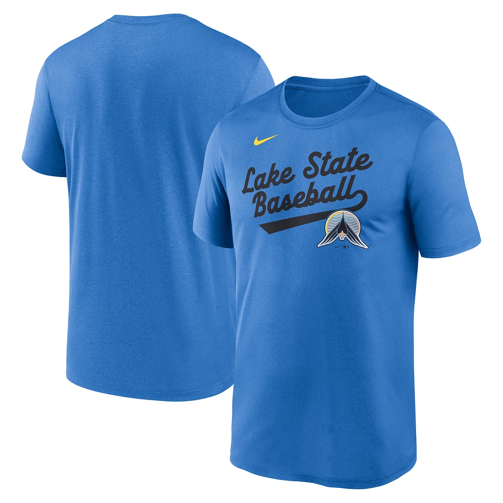 Men's Nike Blue Minnesota Twins City Connect Team Phrase Script Legend Performance T-Shirt