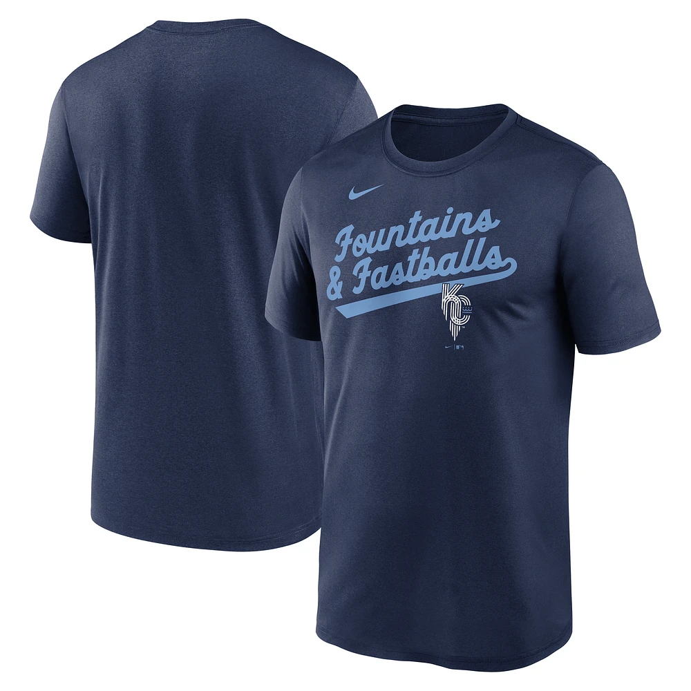 Men's Nike Navy Kansas City Royals City Connect Team Phrase Script Legend Performance T-Shirt
