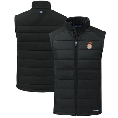 Men's Cutter & Buck Texas Longhorns SEC Evoke Hybrid Eco Softshell Recycled Full-Zip Vest