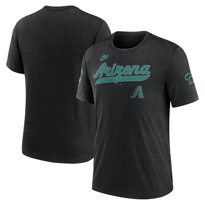 Men's Nike Heather Black Arizona Diamondbacks Cooperstown Collection Eras Tri-Blend T-Shirt