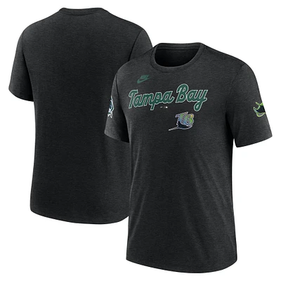 Men's Nike Heather Black Tampa Bay Rays Cooperstown Collection Eras Tri-Blend T-Shirt