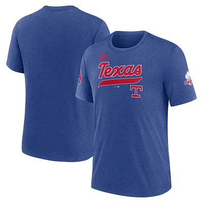 Men's Nike Heather Royal Texas Rangers Cooperstown Collection Eras Tri-Blend T-Shirt