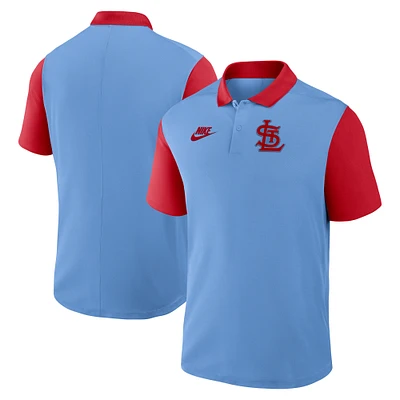 Men's Nike Light Blue/Red St. Louis Cardinals Cooperstown Collection Color-Block Victory Performance Polo