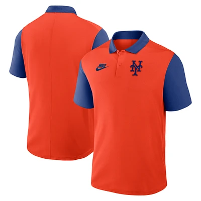 Men's Nike Orange/Royal New York Mets Cooperstown Collection Color-Block Victory Performance Polo