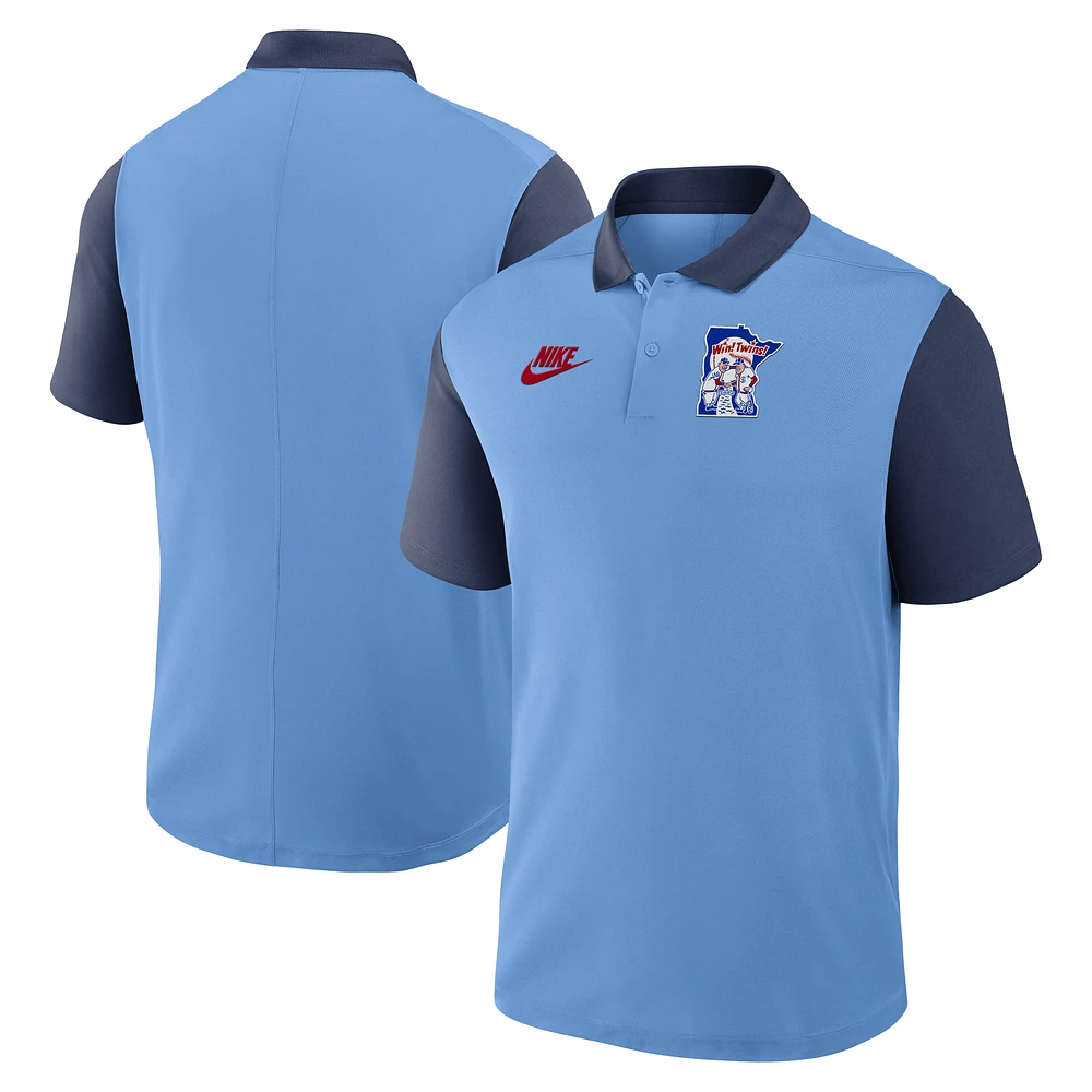 Men's Nike Light Blue/Navy Minnesota Twins Cooperstown Collection Color-Block Victory Dri-FIT Polo