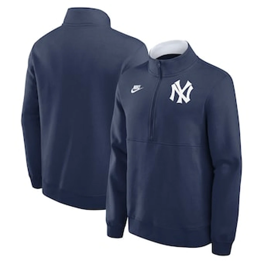Men's Nike Navy New York Yankees Cooperstown Collection Fleece Half-Zip Pullover