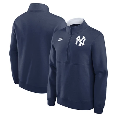 Men's Nike Navy New York Yankees Cooperstown Collection Fleece Half-Zip Pullover