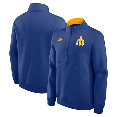 Men's Nike Royal Seattle Mariners Cooperstown Collection Fleece Half-Zip Pullover