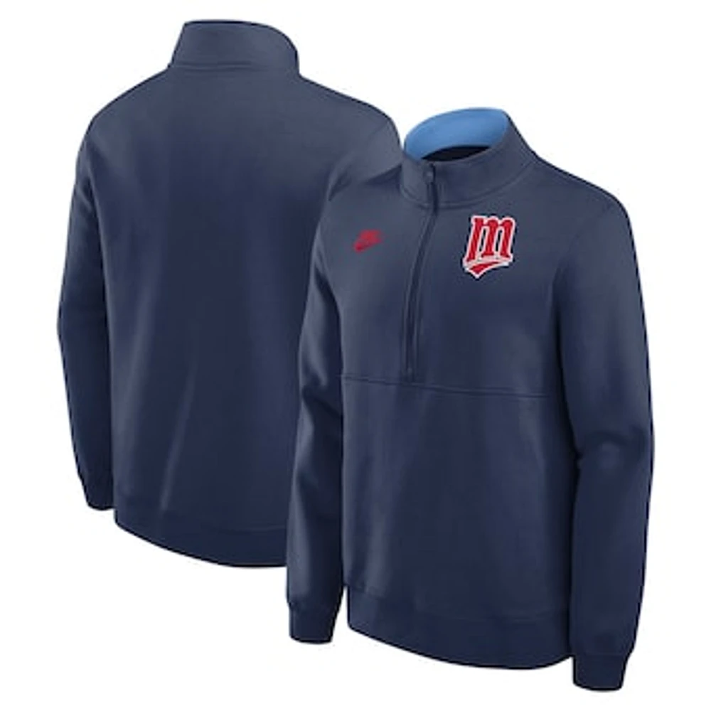 Men's Nike Navy Minnesota Twins Cooperstown Collection Fleece Half-Zip Pullover