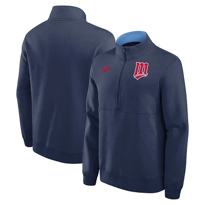 Men's Nike Navy Minnesota Twins Cooperstown Collection Fleece Half-Zip Pullover