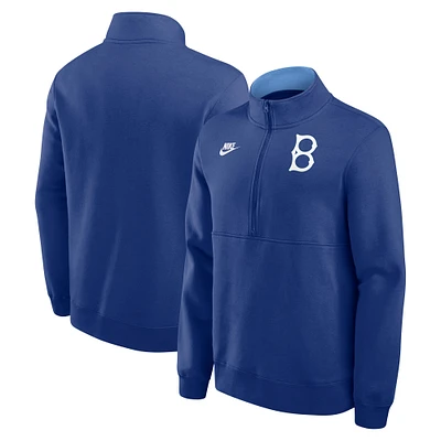 Men's Nike Royal Brooklyn Dodgers Cooperstown Collection Fleece Half-Zip Pullover