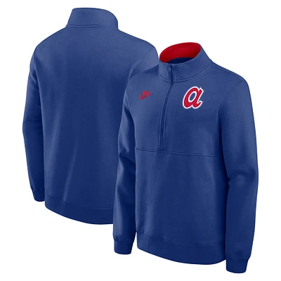 Men's Nike Royal Atlanta Braves Cooperstown Collection Fleece Half-Zip Pullover