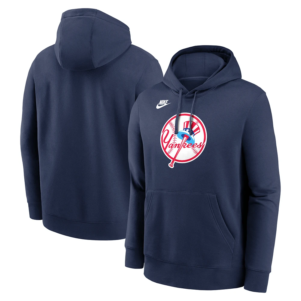 Men's Nike Navy New York Yankees Cooperstown Collection Logo Club Pullover Hoodie