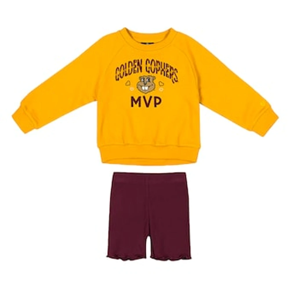 Girls Toddler Colosseum Gold/Maroon Minnesota Golden Gophers Beta Fleece Sweatshirt and Shorts Set