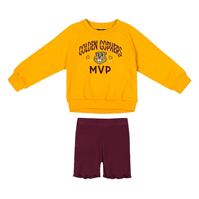 Girls Toddler Colosseum Gold/Maroon Minnesota Golden Gophers Beta Fleece Sweatshirt and Shorts Set
