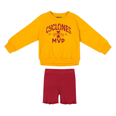 Girls Toddler Colosseum Gold/Cardinal Iowa State Cyclones Beta Fleece Sweatshirt and Shorts Set