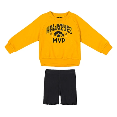 Girls Toddler Colosseum Gold/Black Iowa Hawkeyes Beta Fleece Sweatshirt and Shorts Set